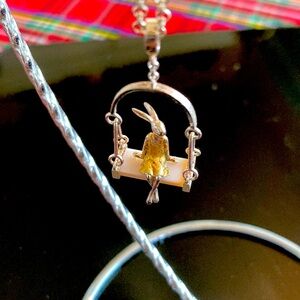 Elegant Silver and Gold Rabbit Pendant Necklace